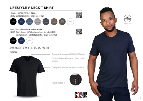 140g Urban Lifestyle V-Neck T-Shirt  - Graphite Melange - While Stocks Last