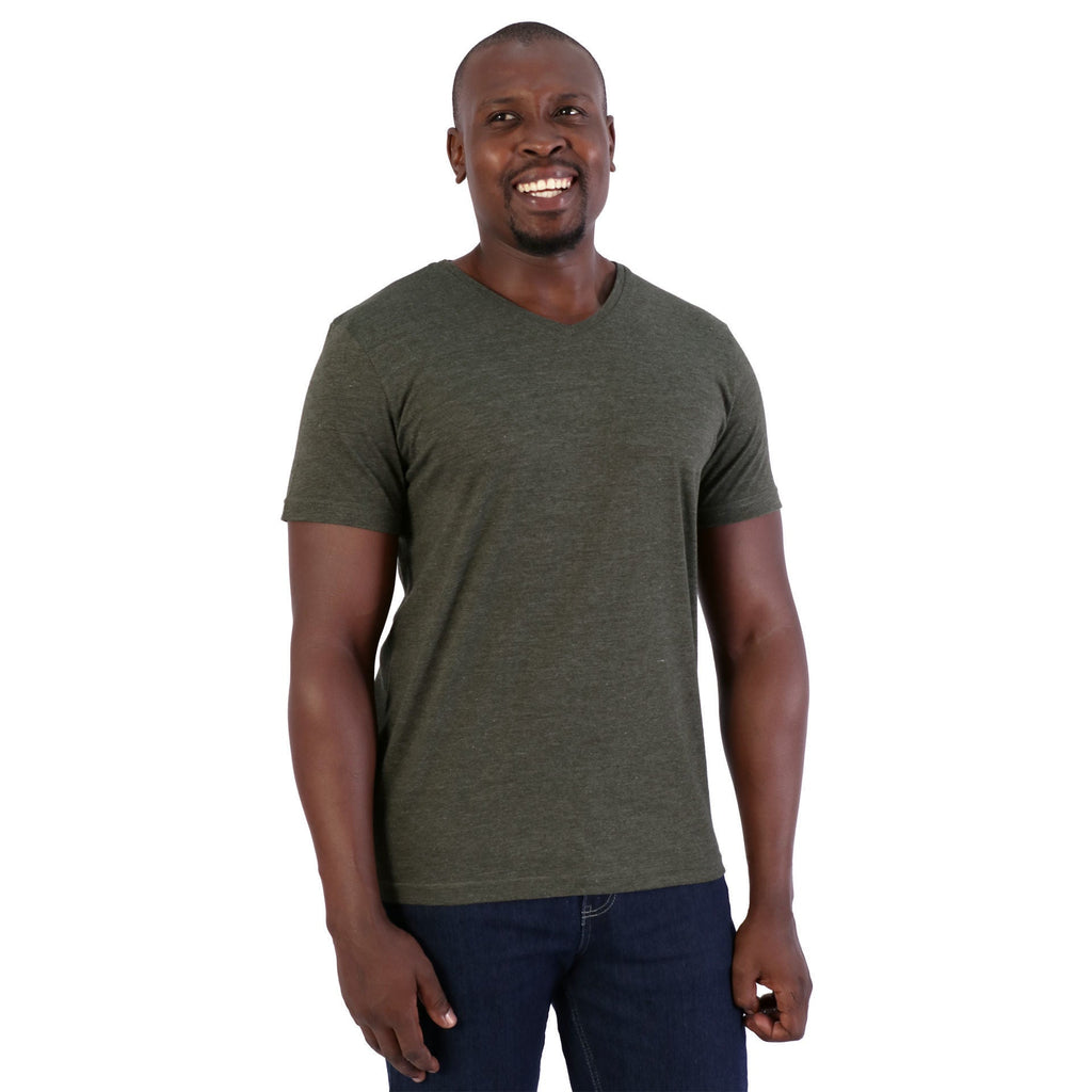 140g Urban Lifestyle V-Neck T-Shirt  -  Army green melange - While Stocks Last