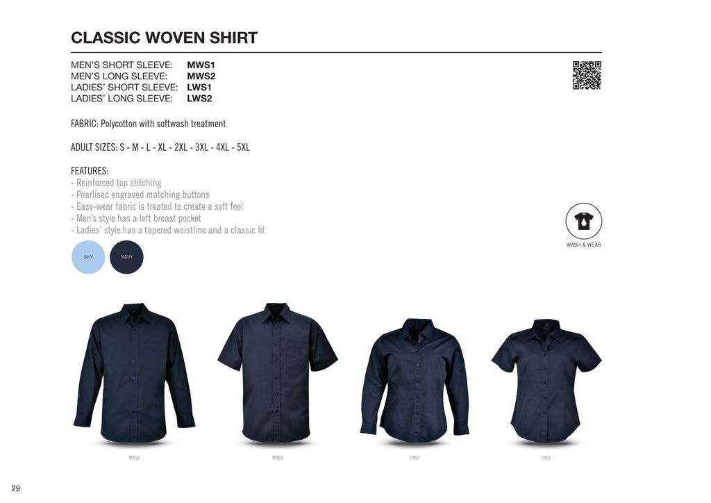 Ladies’ Classic Woven Shirt Short Sleeve - Blue Sky - While Stocks Last