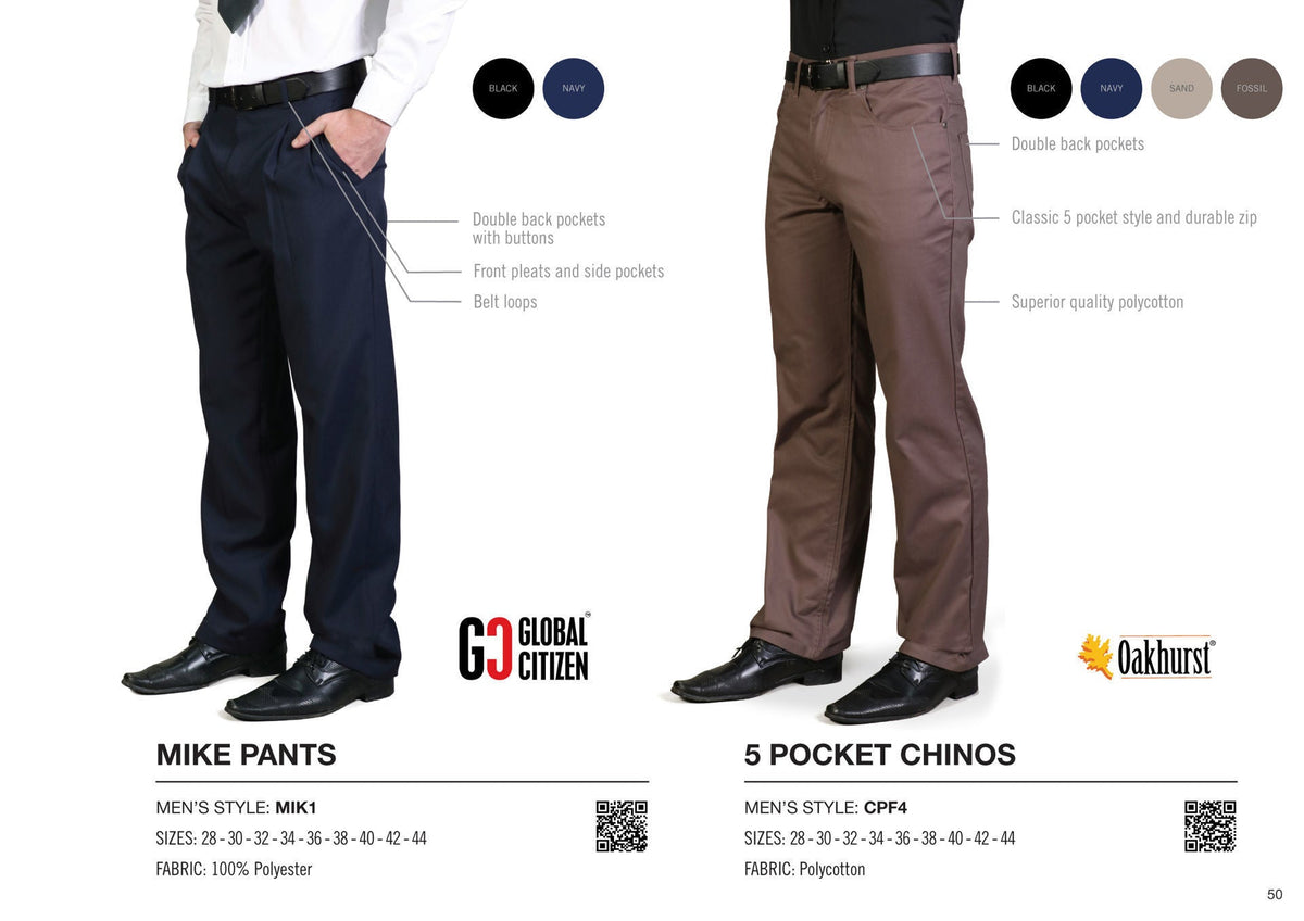 5 Pocket Polycotton Chino Pants - Fossil - While Stocks Last