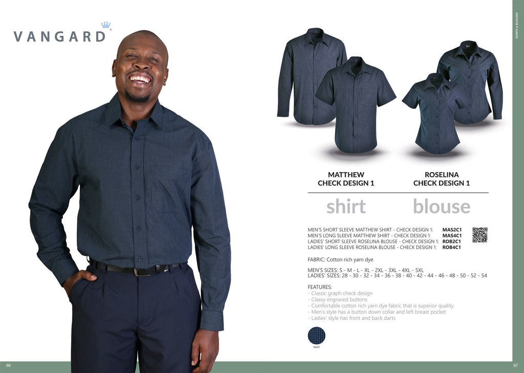 Roselina Blouse Long Sleeve - Check 1 - Navy