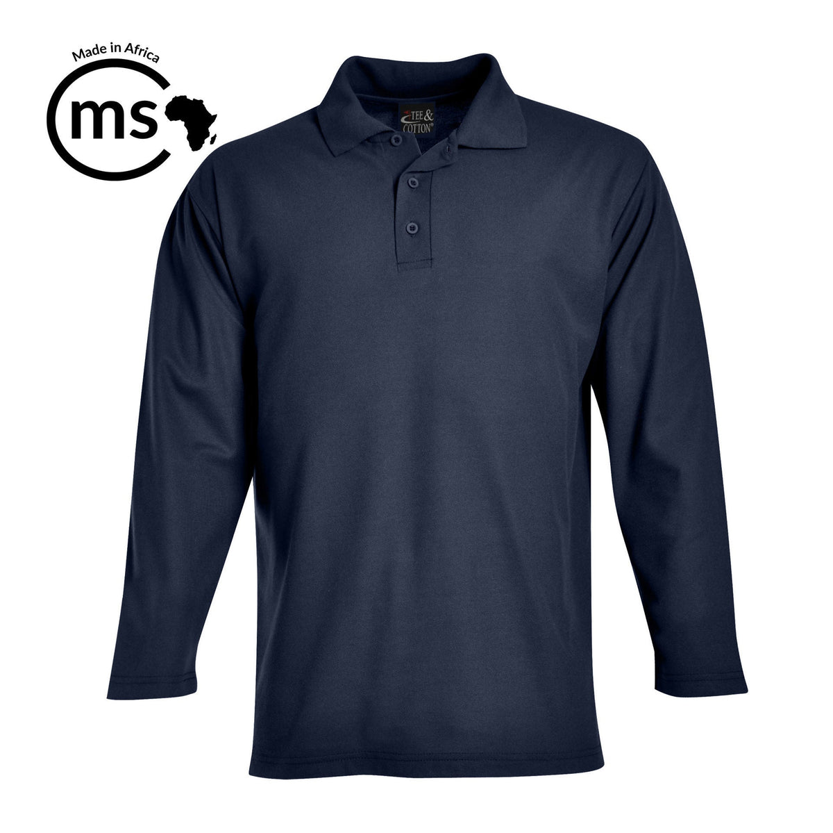 Long Sleeve Pique Knit Polo - Cadet blue - while stocks last