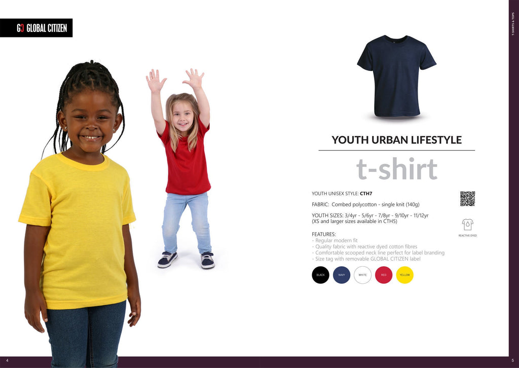 140g Urban Lifestyle Youth T-Shirt - White - End Of Range