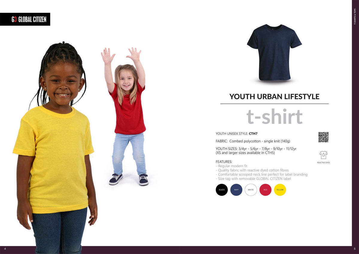 140g Urban Lifestyle Youth T-Shirt - White - End Of Range