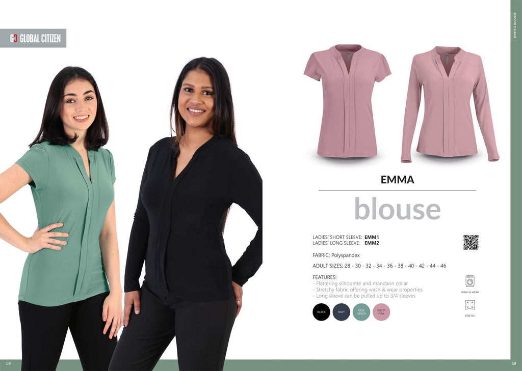 Emma  Blouse - Short Sleeve - Navy - End Of Range