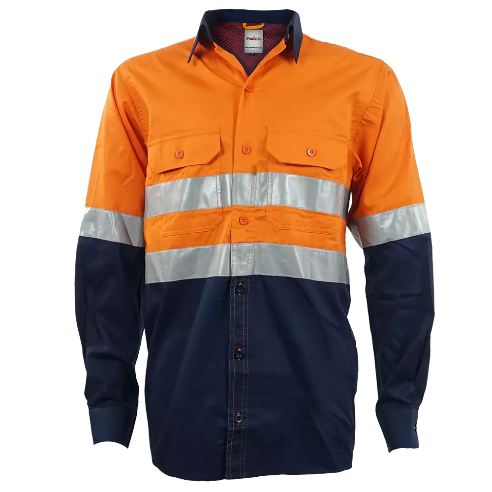 Navy / Orange  Vented Reflective Mining Shirt