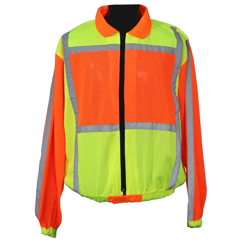 Lime/Orange Reflective Jacket With Sleeve