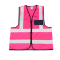 Premium Pink Reflective Vest with Zip & ID