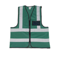 Premium Olive Green Reflective Vest with Zip & ID