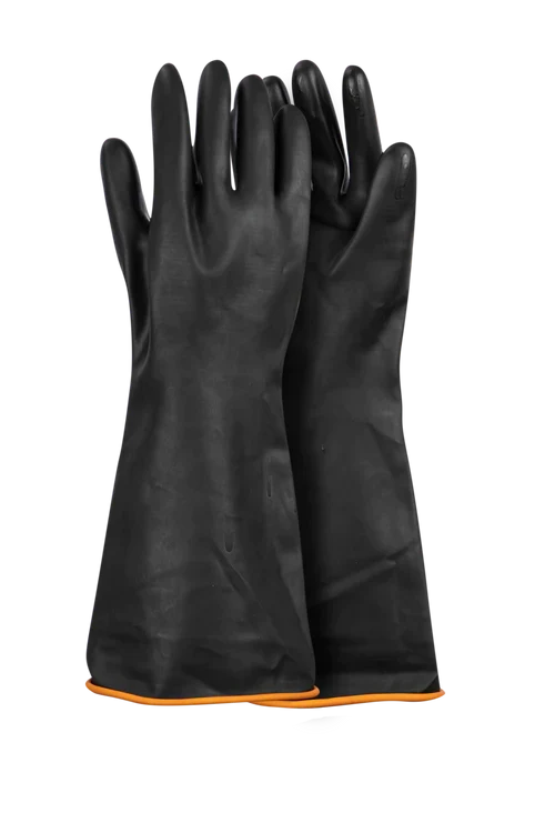 Black Industrial Rubber Glove Smooth Palm 55Cm