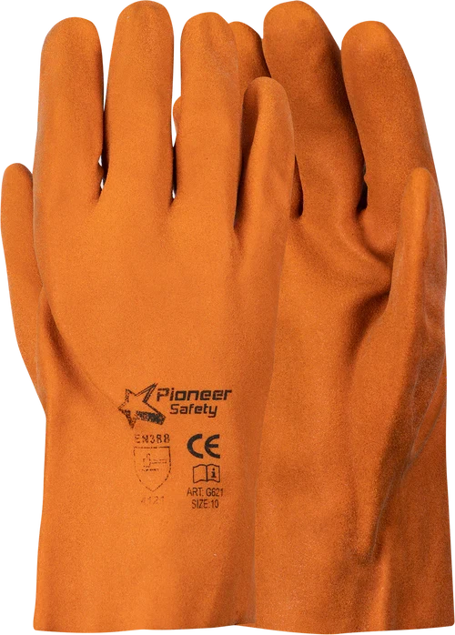 Pioneer Orange Foam Pvc Glove 27Cm