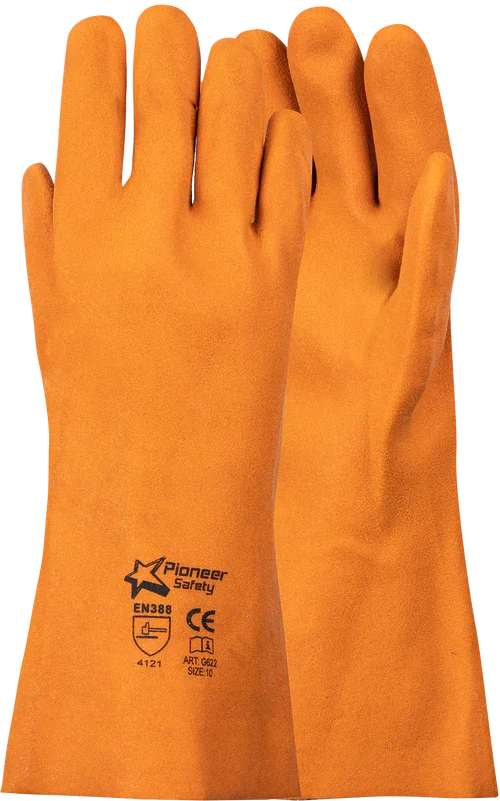 PIONEER PVC Orange Foamed Glove  - 35cm