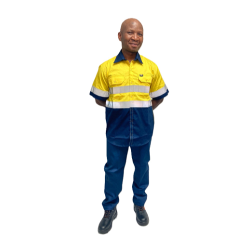 Vulcan Workwear Hi Viz 100% Cotton Vented Short Sleeve Workshirt