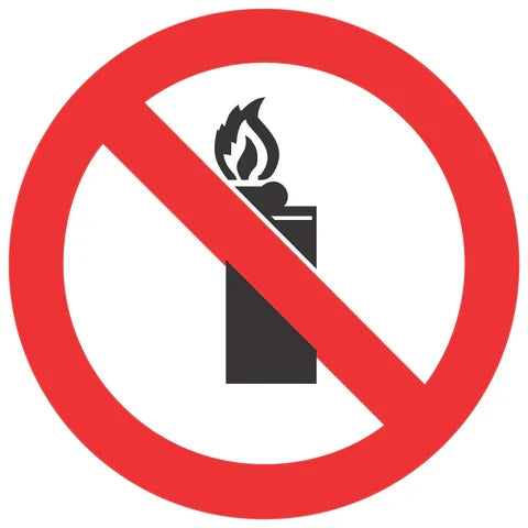 No Lighters And Open Flames SABS safety sign (PV26)