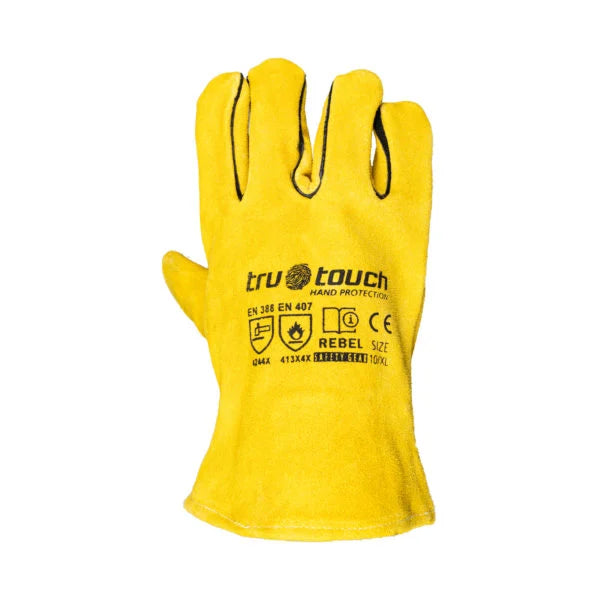 Tru Touch Yellow Lined Welders Superior Wrist Length Gloves