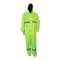 PVC Rubberised Rain Suit Lime With Reflective Tape