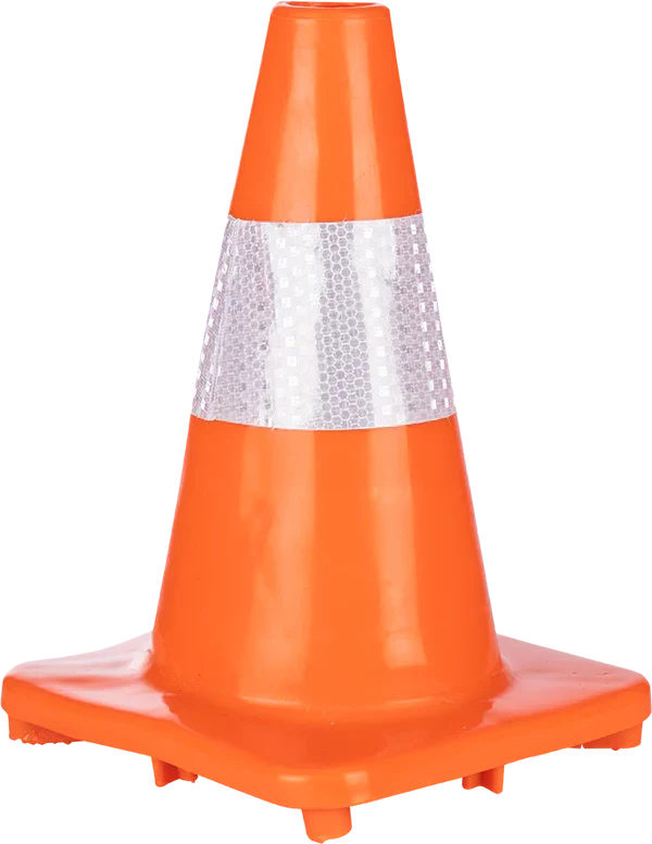 Orange Soft PVC Traffic Cone with Reflective Tape - 300mm