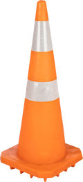 Orange Soft PVC Traffic Cone with Reflective Tape - 900mm