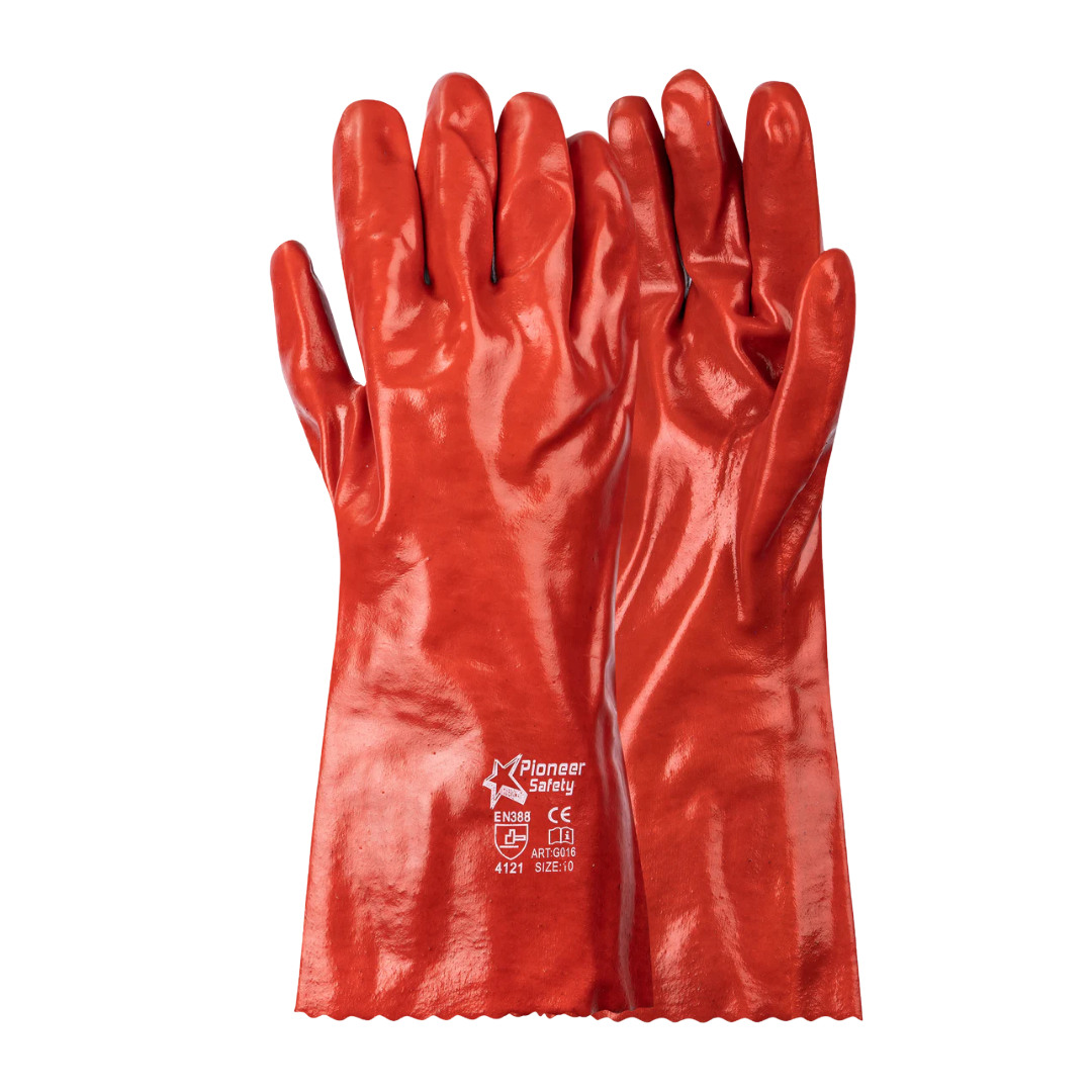 PVC Red Medium Weight Gloves - 35cm