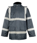 Navy Parka Jacket With Reflective Tape