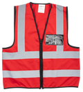 Pioneer®Red Reflective Vest With Zip & Id Pouch