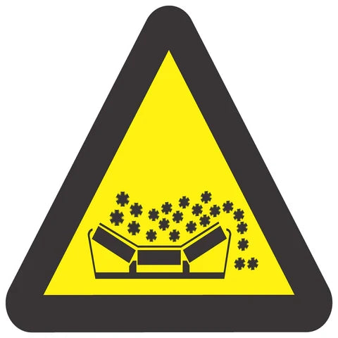 Beware Of Material Falling From Moving Conveyor Belt safety signs (WW21)
