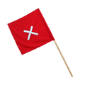 Red Flag Wooden Handle With Reflective Cross