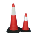 Traffic Cone Black Rubber Stand With Reflective Tape 500mm